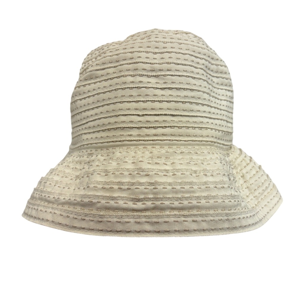 Villager Liz Claiborne Vintage Cream Textured Ribbon Bucket Hat Women